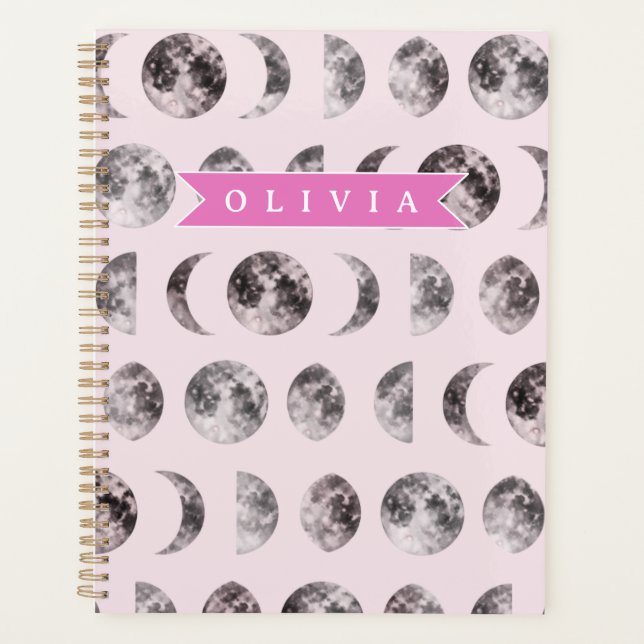 Personalisiertes süßes rosa Katzenmuster Geschenk  Planer (Vorderseite)