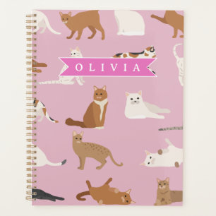 Personalisiertes süßes rosa Katzenmuster-Geschenk Planer