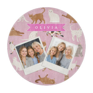 Personalisiertes süßes rosa Katzenmuster-Geschenk Schneidebrett