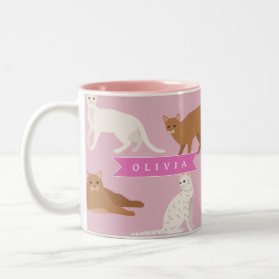 Personalisiertes süßes rosa Katzenmuster-Geschenk Zweifarbige Tasse