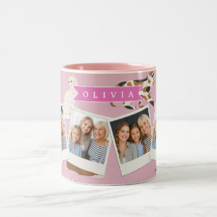 Personalisiertes süßes rosa Katzenmuster-Geschenk Zweifarbige Tasse