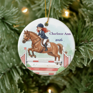 Personalisiertes süßes rothaariges Mädchen beim Sp Keramik Ornament