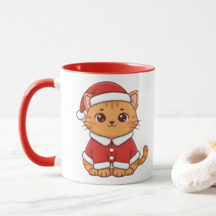 Personalisiertes süßes Santa-Katze Weihnachten Tasse