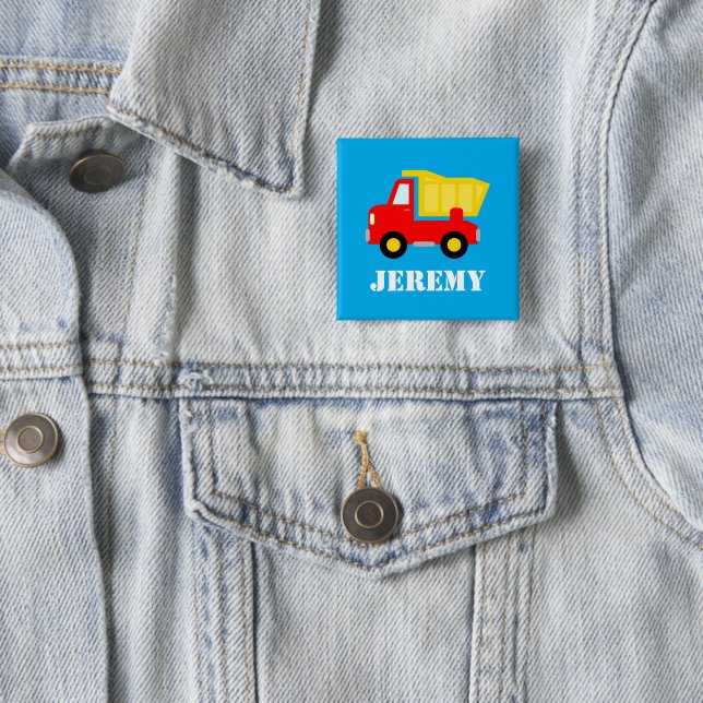 Personalisiertes süßes Spielzeug roter Kipper Last Button (Beispiel)