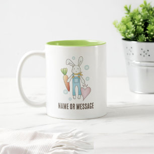 Personalisiertes süßes Stofftier Hase Zweifarbige Tasse