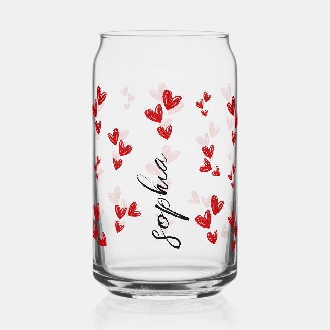personalisiertes süßes Valentinsgeschenk - rote He Dosenglas (Vorderseite)