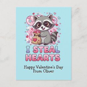 Personalisiertes süßes Waschbär-Valentinsgruß Postkarte