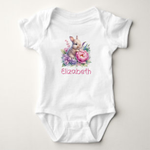 Personalisiertes süßes Wasserfarbe-Hasen-Baby-Body Baby Strampler