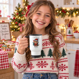 Personalisiertes süßes Weihnachtskitten Reisebecher
