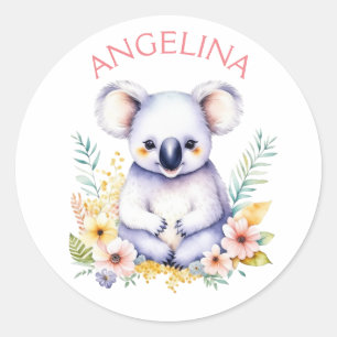 Personalisiertes Sweet Koala Bear Baby Kinderzimme Runder Aufkleber