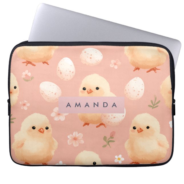 Personalisiertes Sweet Pastel Baby Chick Muster Laptopschutzhülle (Vorderseite)