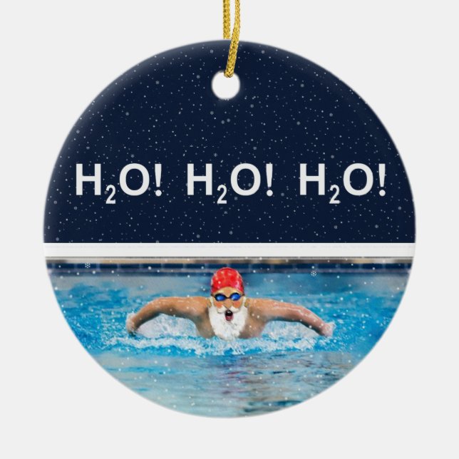 Personalisiertes Swimming Holiday Keramik Ornament (Vorne)