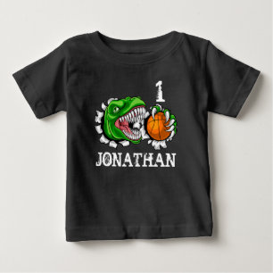 Personalisiertes T-Rex Basketball 1. Geburtstag Di Baby T-shirt