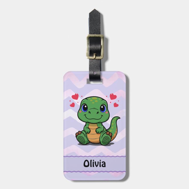 Personalisiertes T-Rex-Dinosaurier-Gepäckanhänger Gepäckanhänger (Vorderseite vertikal)
