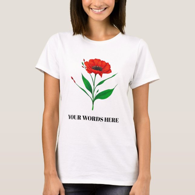 Personalisiertes T-Shirt mit blühender Blume (Vorderseite)