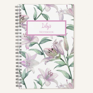 Personalisiertes Tagebuch Notizbuch mit rosa Lilie