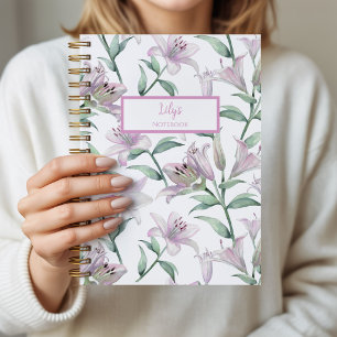 Personalisiertes Tagebuch Notizbuch mit rosa Lilie