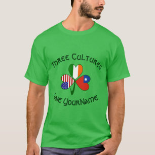 Personalisiertes Taiwan China Irland USA Shamrock T-Shirt