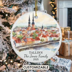 Personalisiertes Tallinn-Ornament, Estland, Gesche Keramik Ornament