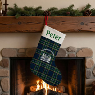 Personalisiertes Tartan-Familienhaus-Weihnachten  Kleiner Weihnachtsstrumpf