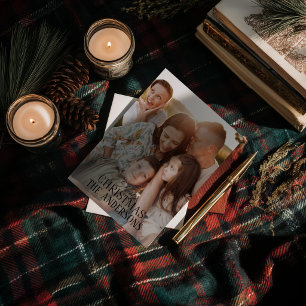 Personalisiertes Tartan-Karo mit individuellem Fam Feiertagskarte