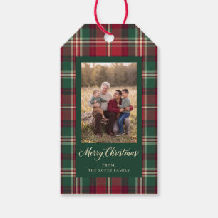 Personalisiertes Tartan-Karo-Weihnachtsfoto Geschenkanhänger