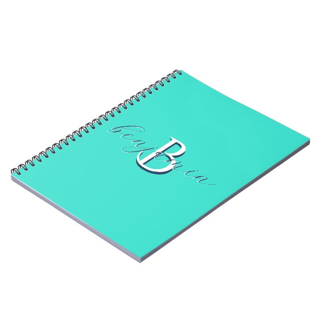 Personalisiertes teales Monogramm Anfangsbuchstabe Notizblock (Linke Seite)