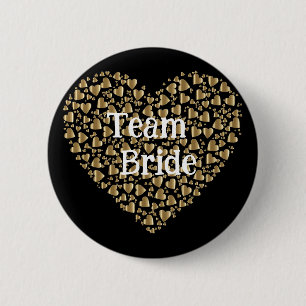 Personalisiertes Team Braut Großes Liebesherz Button
