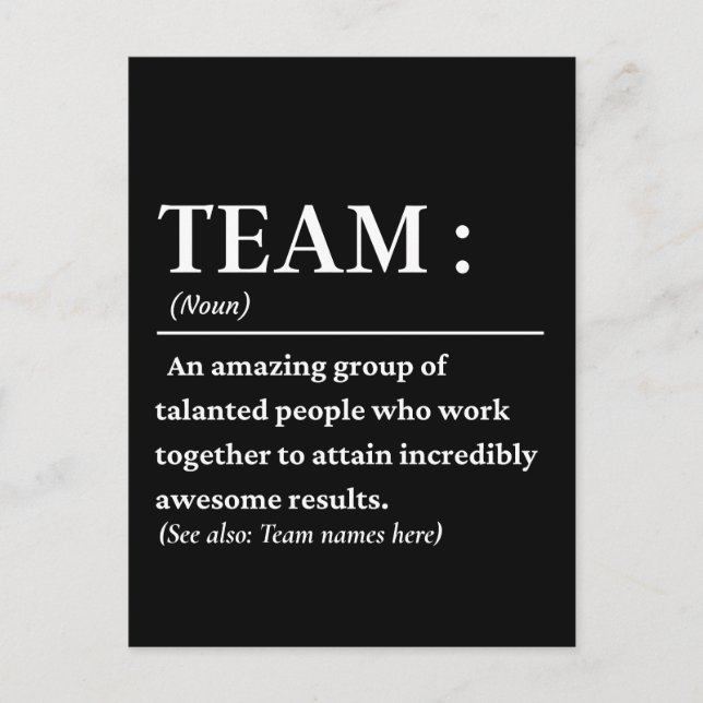 Personalisiertes Team Definition Bestes Team Postkarte (Vorderseite)