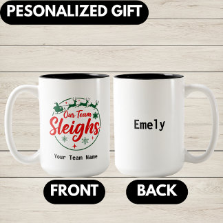 Personalisiertes Team-Weihnachten, Büro-Weihnachts Zweifarbige Tasse