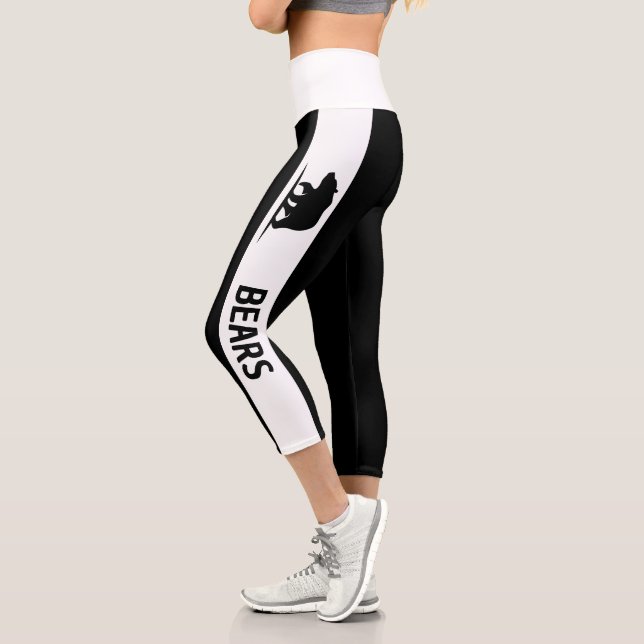 Personalisiertes Teamlogo Schwarz-weiß Capri Leggings (Links)