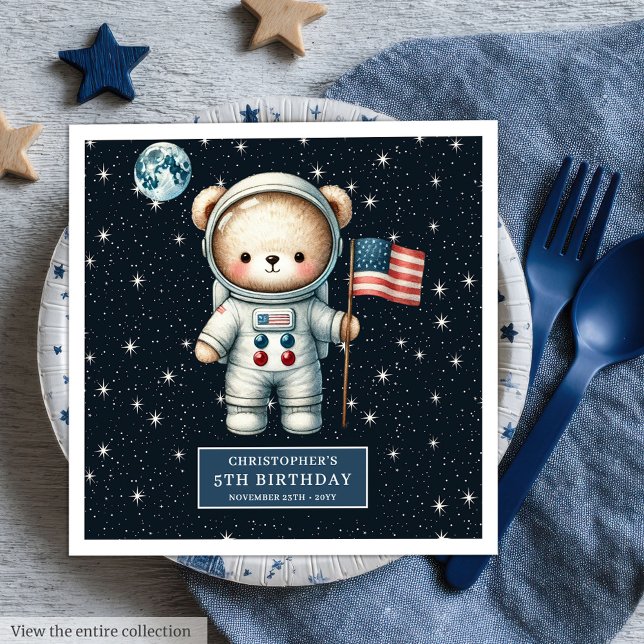 Personalisiertes Teddy Astronaut Napkins Space Par Serviette (Personalized Teddy Astronaut Napkins Space Party Fun)