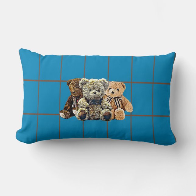 Personalisiertes Teddy Bear Baby Boy Kinderzimmer Lendenkissen (Vorderseite)
