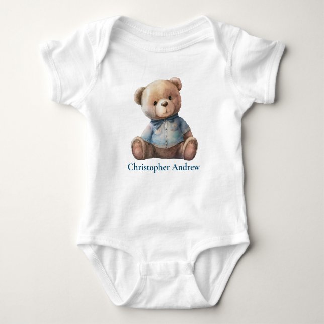 Personalisiertes Teddy Bear Baby Boy Niedliches Ge Baby Strampler (Vorderseite)