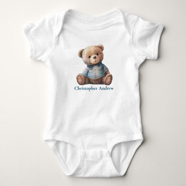 Personalisiertes Teddy Bear Baby Boy Niedliches Ge Strampler (Vorderseite)