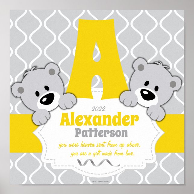 Personalisiertes Teddy Bear Kinderzimmer Room Poster (Vorne)