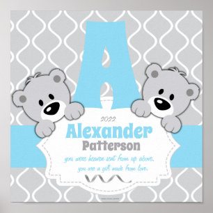Personalisiertes Teddy Bear Kinderzimmer Room Poster