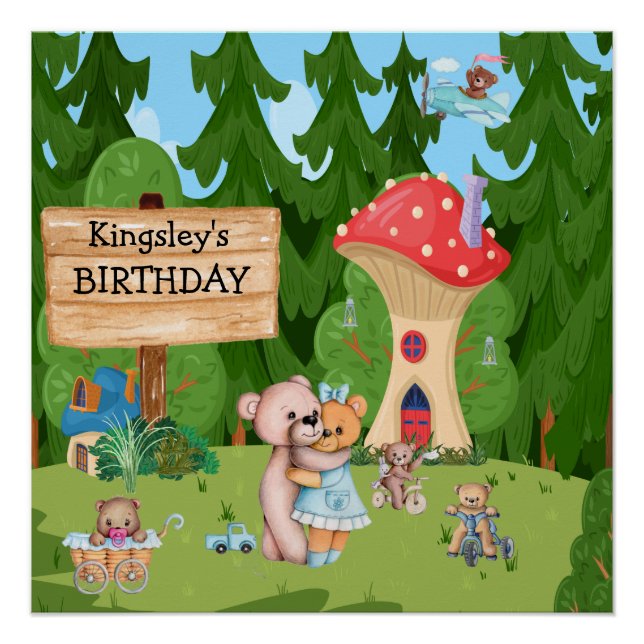 Personalisiertes Teddy Bear Picnic Village Poster (Vorderseite)