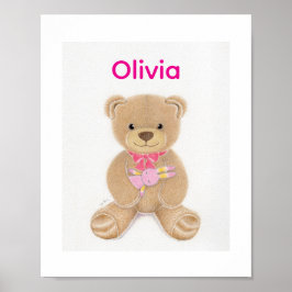 Personalisiertes Teddybär-Nursery-Poster für Baby  Poster