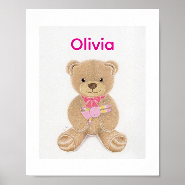 Personalisiertes Teddybär-Nursery-Poster für Baby  Poster (Vorne)