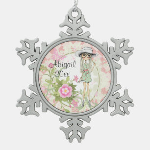 Personalisiertes Teen Girl mit Blume Ornament