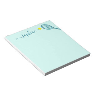 Personalisiertes Tennis Elegante Name Aquamarin Bl Notizblock