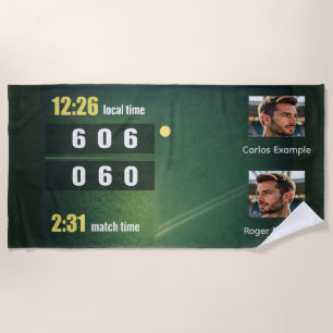 Personalisiertes Tennis-Ergebnis-Scoreboard Strandtuch