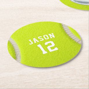 Personalisiertes Tennis mit Namen und Alter Runder Pappuntersetzer