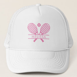 Personalisiertes Tennis-Racket und Ball-Pink-Motif Truckerkappe