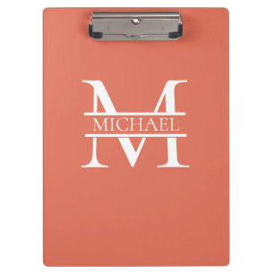 Personalisiertes Terracotta Monogramm und Name Klemmbrett