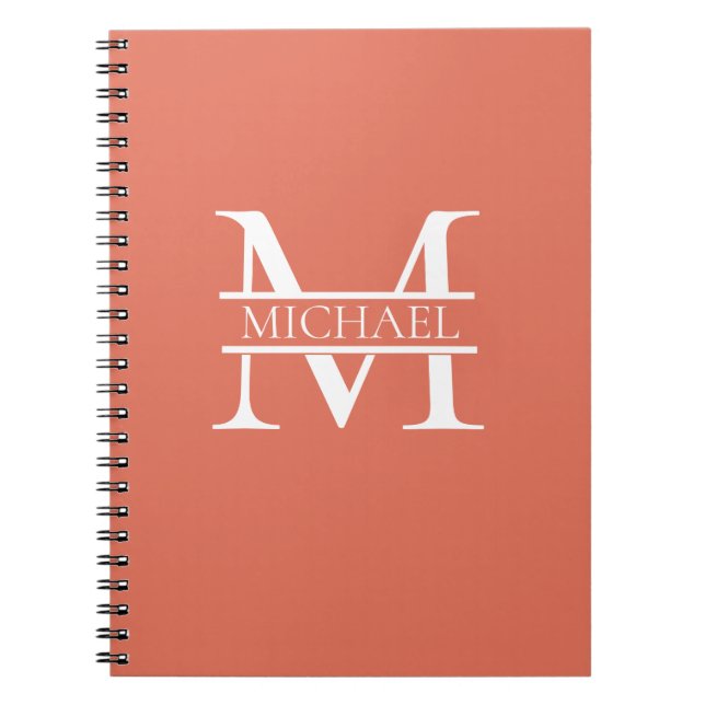 Personalisiertes Terracotta Monogramm und Name Notizblock (Vorderseite)