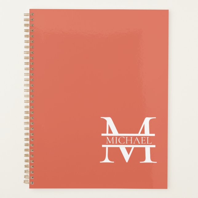 Personalisiertes Terracotta Monogramm und Name Planer (Vorderseite)