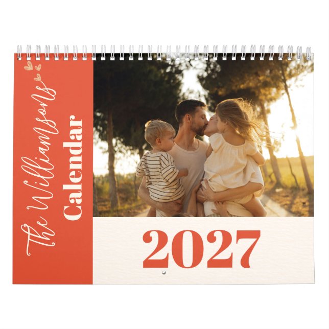 Personalisiertes Terrakotta-Boho-Script-Familienfo Kalender (Titelbild)