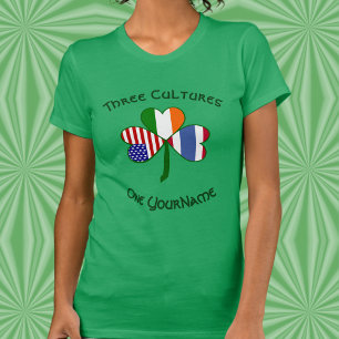 Personalisiertes Thailand Irland USA Shamrock Dame T-Shirt